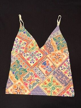 Natural Life Deep V-Neck Cami - Mandala Folk Patchwork Size S